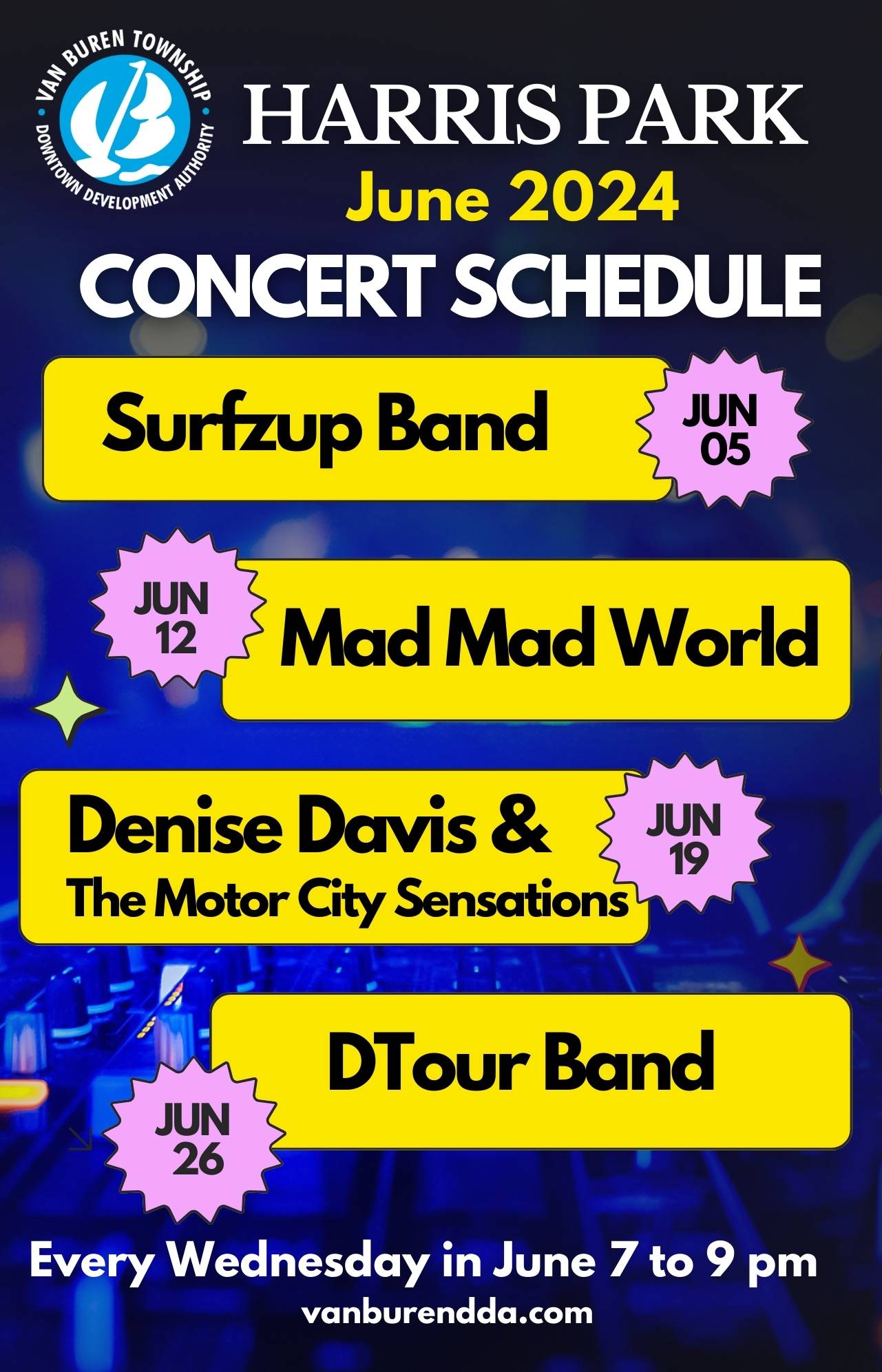 DDA June 2024 Concert Events Schedule Flyer  - Copy